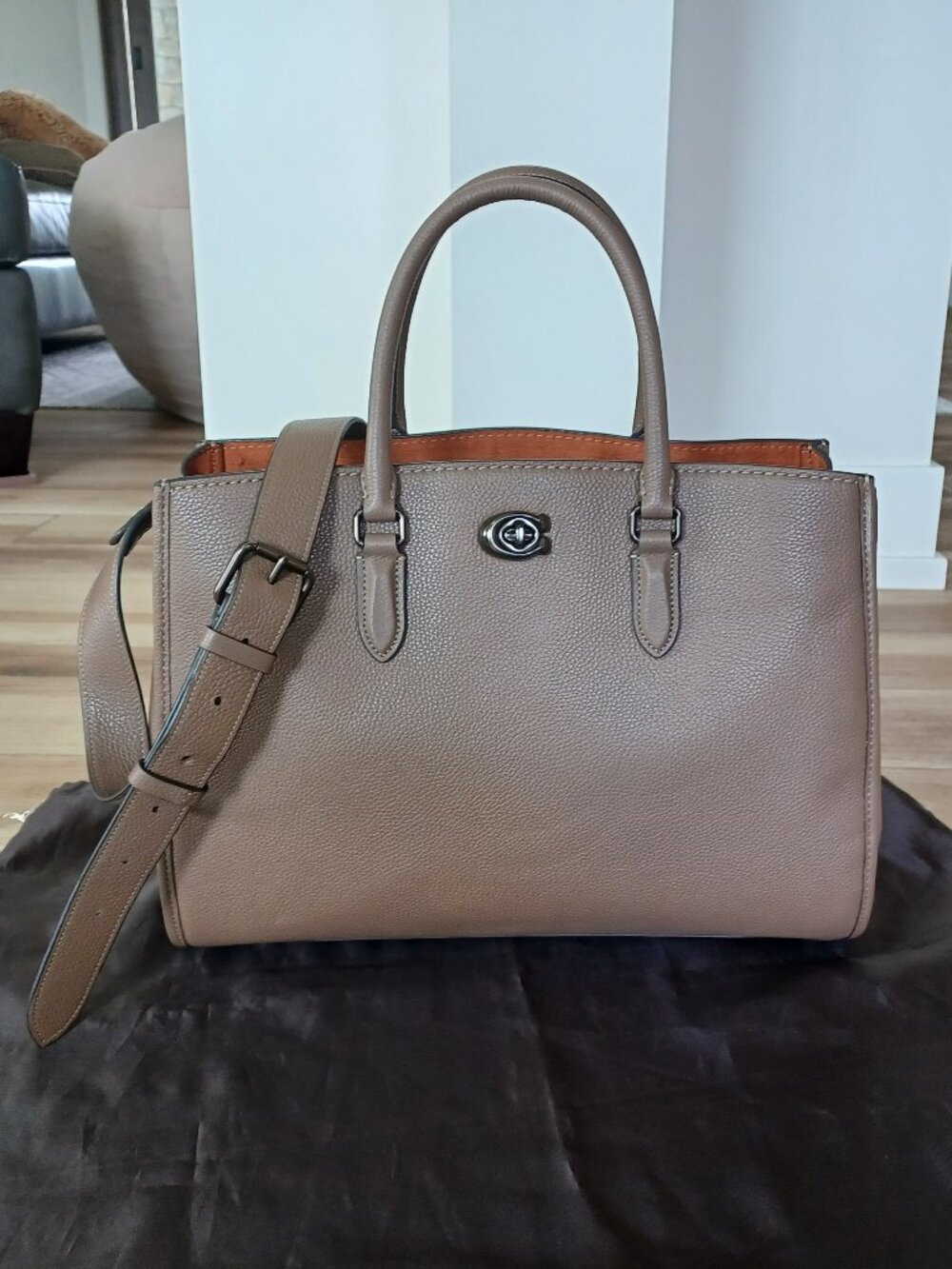 Coach Large Brooke Carryall Leather Tote Satchel CE730 - Dark Stone